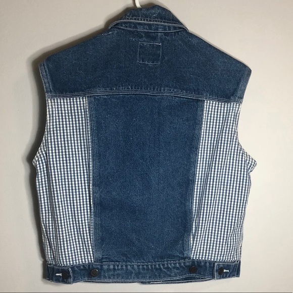 Vintage FLASH denim jean vest stripes and pattern - Picture 5 of 11